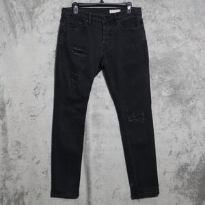 AllSaints Jeans Mens 31x31 Black Rex Damaged Skinny Slim Stretch Distressed